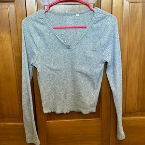 grey long sleeve.